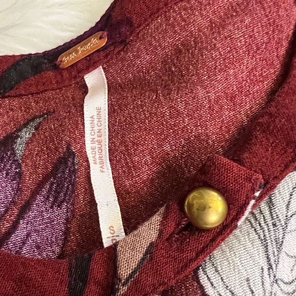 EUC ✵☽Free People☾✵ Red <Electric Orchid> Blue Floral Swing Tunic Dress | Small - Picture 5 of 16